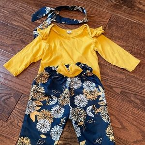 6-12 month baby girl outfit with head wrap $8